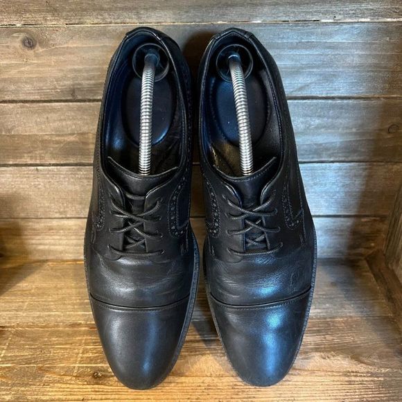 Mens Cole Haan Buckland Cap Toe Black Leather Brogue Dress Shoes Size 9.5 M GUC - Picture 3 of 6